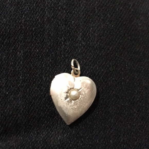 Jewelry - Silver satin work locket with seed pearl vintage Jewelry - Silver satin work locket with seed pearl vintage